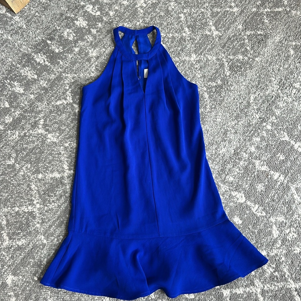 Anthropologie Greylin Brand Cobalt Blue Sleeveless flutter Dress - Picture 11 of 16